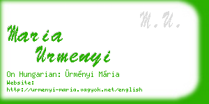 maria urmenyi business card
